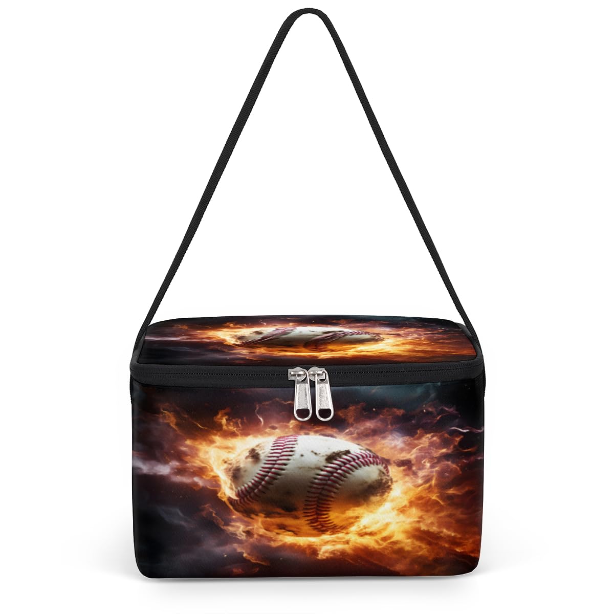 GzLeyigou Fire Baseball Sport Lunch Bags for Women Men 9 Cans, Hot & Cold Food Delivery Bag Insulated Grocery Bag Insulated Lunch Box Cooler Bag for Office Work Picnic Beach