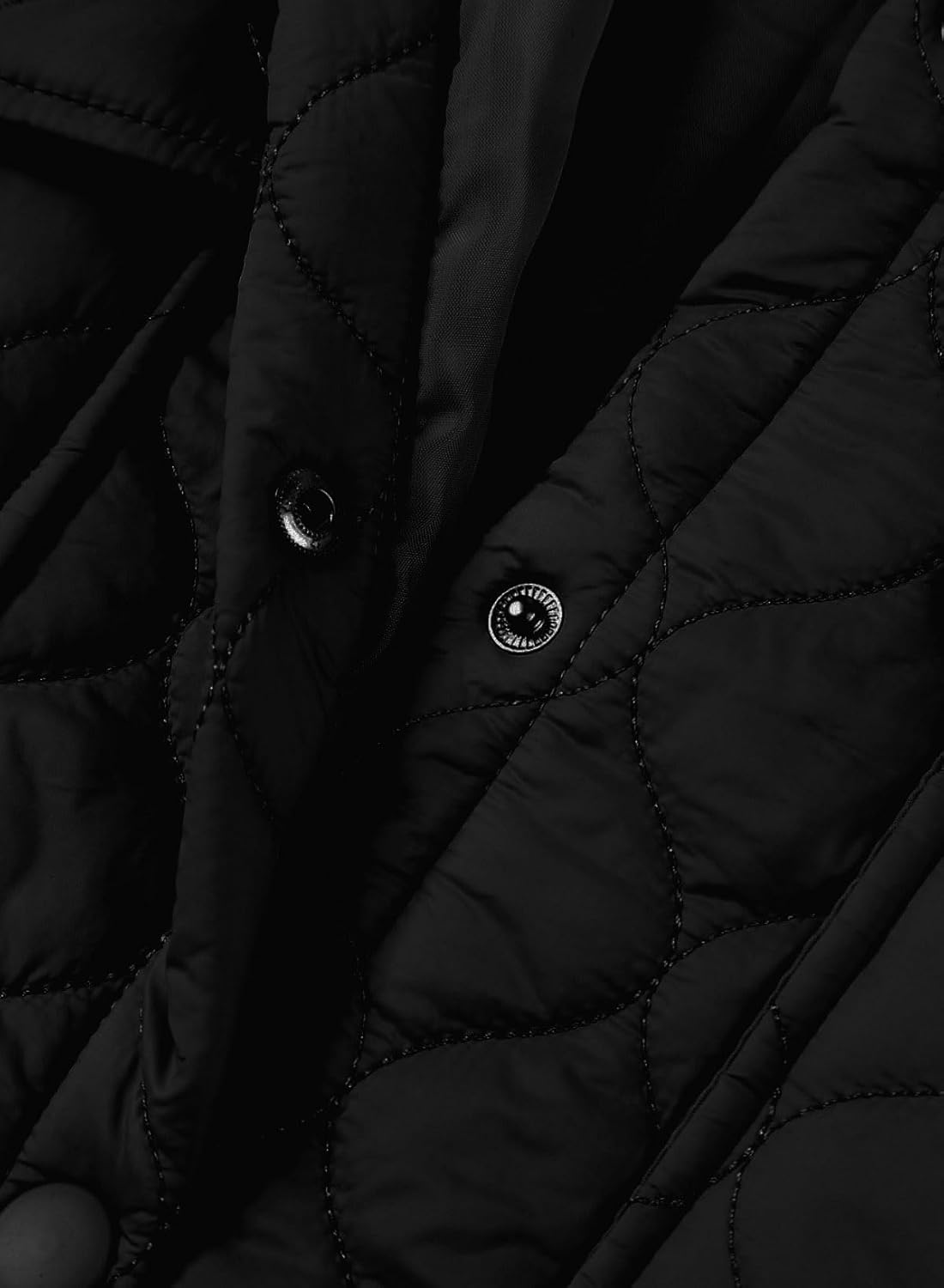 EVALESS Quilted Jackets for Women Lightweight Long Sleeve Button Down Puffer Jacket Warm Winter Coat Outerwear with Pockets - Image 8