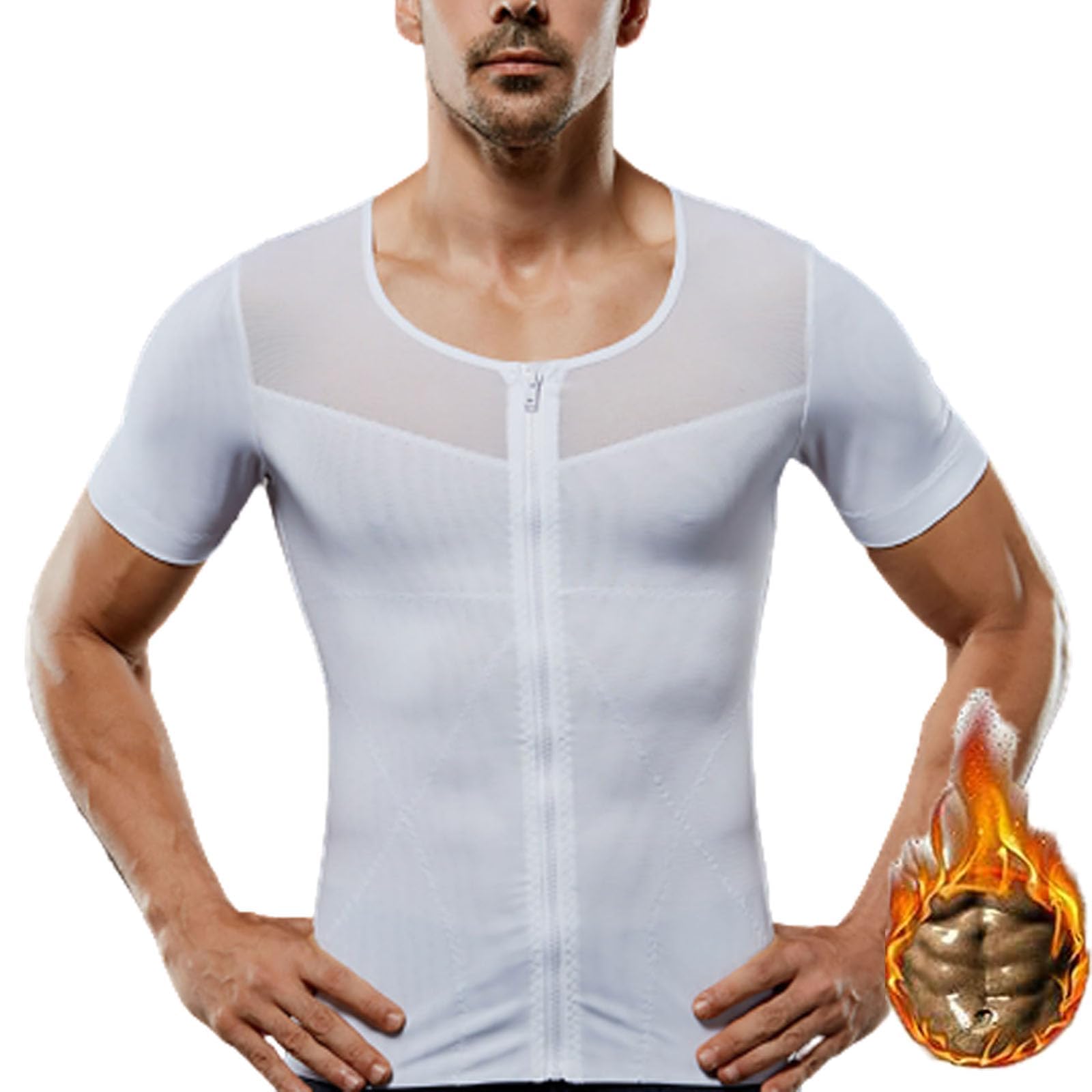 PAKMEZGynecomastia Infrared Compression T-Shirt, Mens Shaper Slimming Compression Shirt, Men's Gynecomastia Compression Shaper Slimming Vest