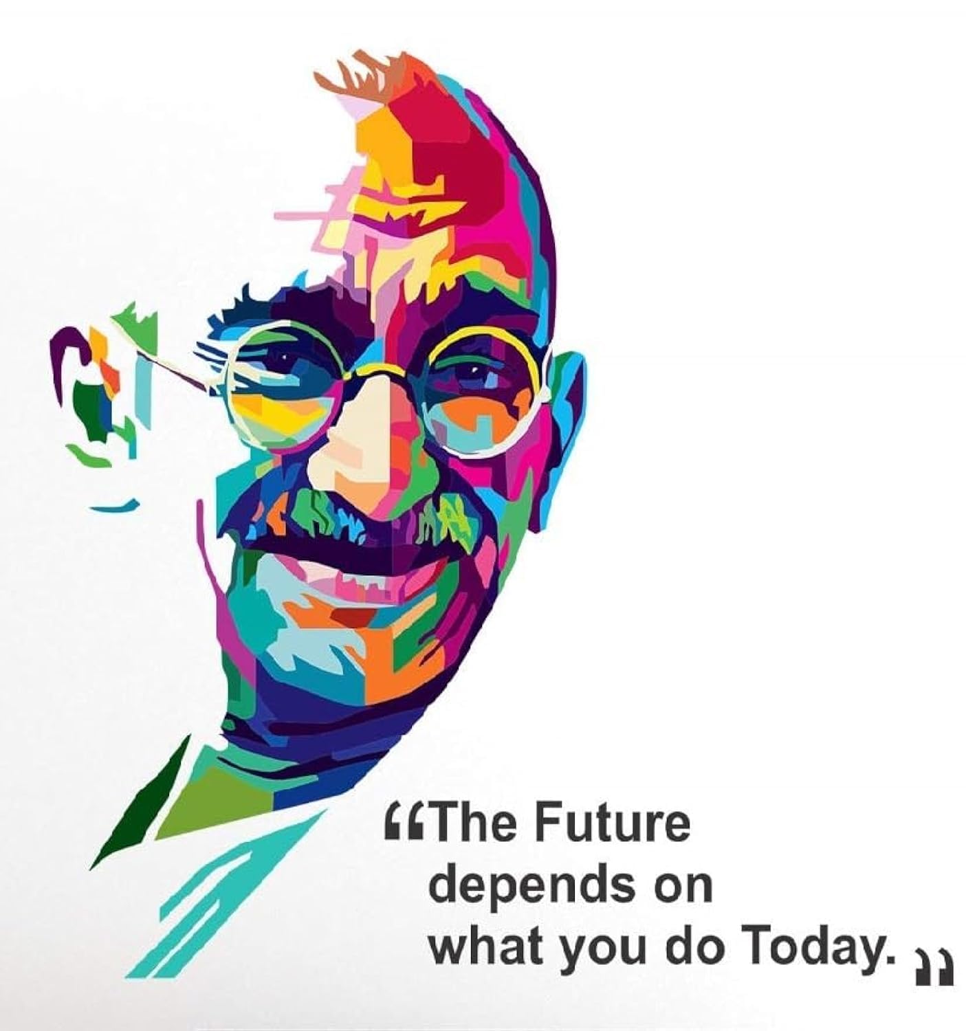 Decals Creation Mahatma Gandhi - Father of Nation - Office Motivational - Inspirational - Quotes - Warp Art - Wall Sticker (Multi Colour, Size - 75 Cm X 65 Cm) (B0BGP928ST) Amazon Price History, Amazon Price Tracker