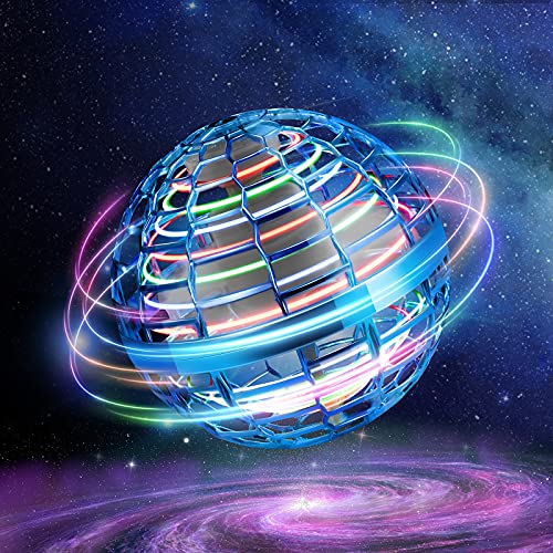 Flying Ball Toys, Magic Nebula Orb 2022 Upgarded Cool Fly Hand Hover Drone, 360Â° Rotating Globe Led Lights Magic Floating Boomerang Soaring Space Spinner Toy for Kids Adults Outdoor & Indoorï¼ˆBlueï¼‰