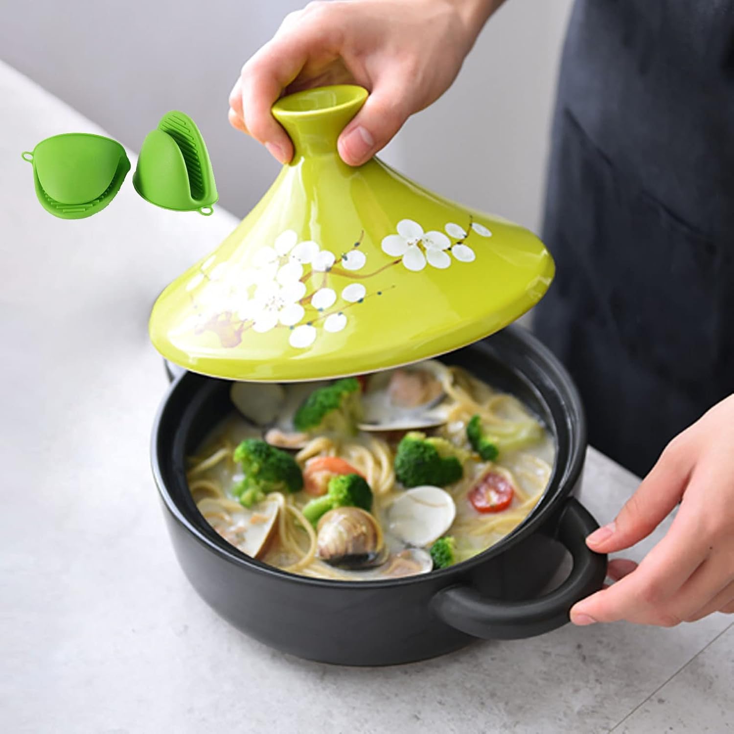 YLWX Tajine Cooking Pot, Moroccan Tagine Pot, Clay Stock Pot