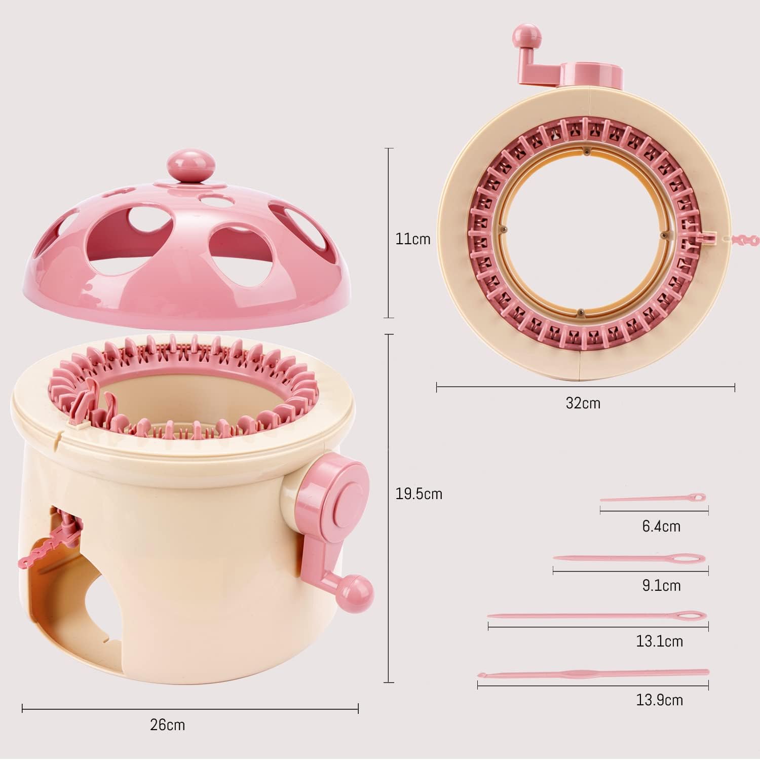 HCBZVV 32 Needle Knitting Machine - Round Mushroom Loom, Crochet, Modern, Nature Theme, Custom Knitting, Yarn Set, Adult & Kid Friendly, Not Foldable