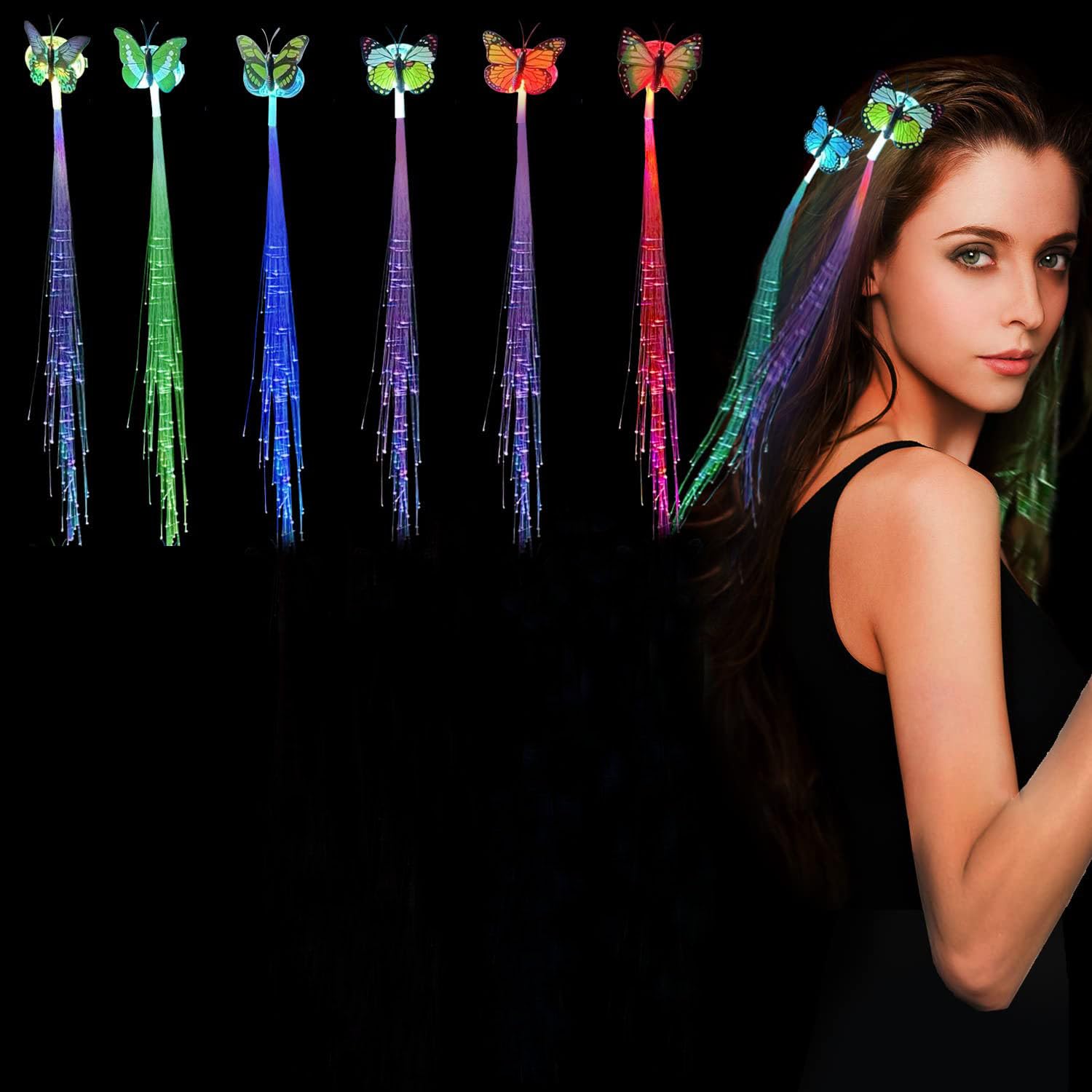 ZUGAD Butterfly Hair Light Clip, LED Hair Accessories for Women Girls, Hair Clip, hair Band, Hair Pin, Bar Dancing led hair Hairpin, Wedding Party Christmas Hair Accessories - 3 pc, Multi Color. (B0CQTHMPCM) Amazon Price History, Amazon Price Tracker