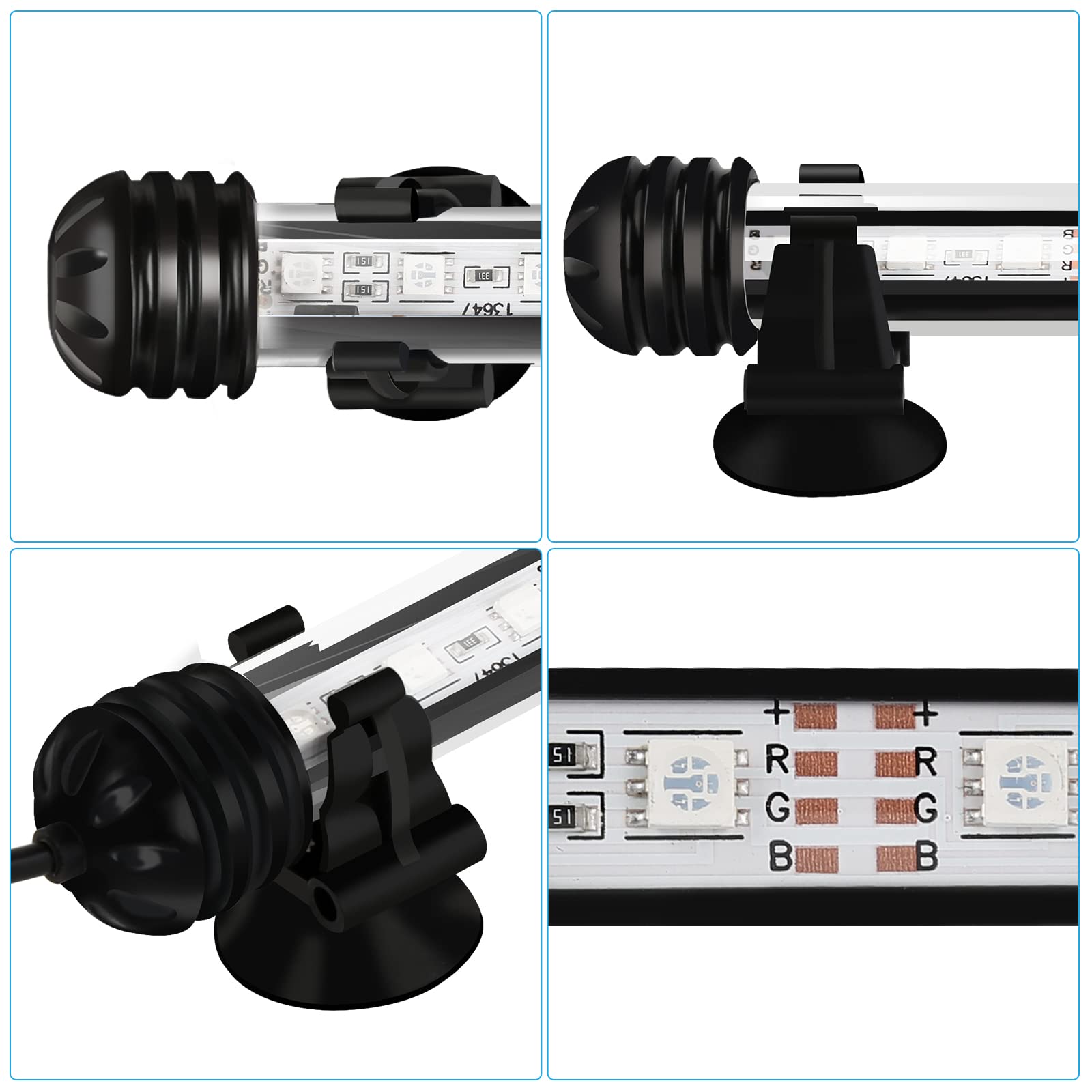 Acuario Lámpara LED RGB 9W, iluminación LED acuario, luz acuario regulable, IP67 impermeable, Universal Fit Lámpara de acuario con temporizador, para pecera, acuario de plantas, EU Plug