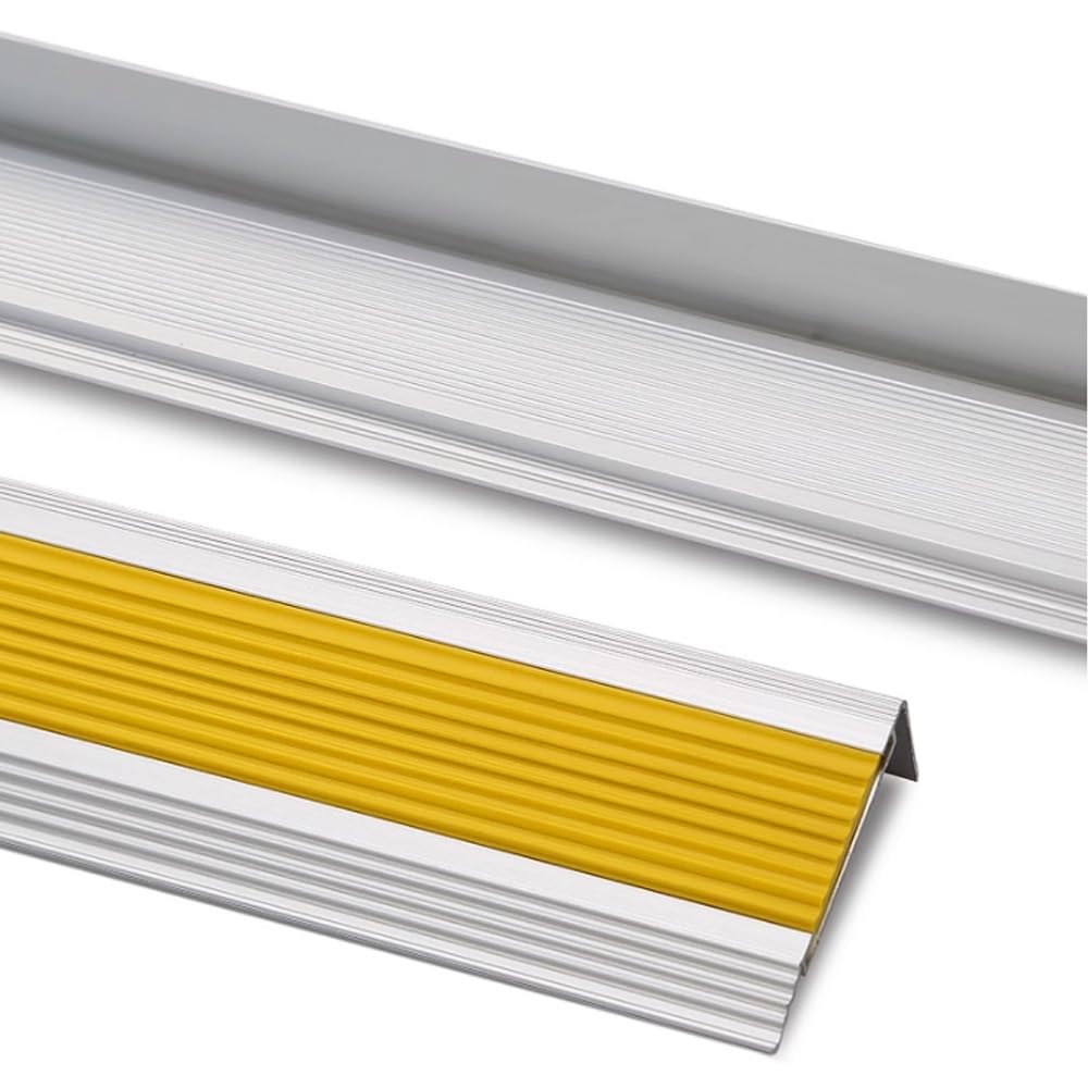 Profilo di Protezione Antiscivolo a Forma di L per Bordi di Scale, in Alluminio, di Protezione Antiscivolo a Forma di L per Bordi di Scale, in Alluminio, per Interni ed Esterni, 90 cm (Nero)