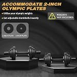 16" Poignées olympiques de dumbbell, paire de barres de dombbell chargeables pour 2-inch Plaques de poids avec manches rotatives & 4 Collars de printemps, entraînement de la force à domicile (noir)