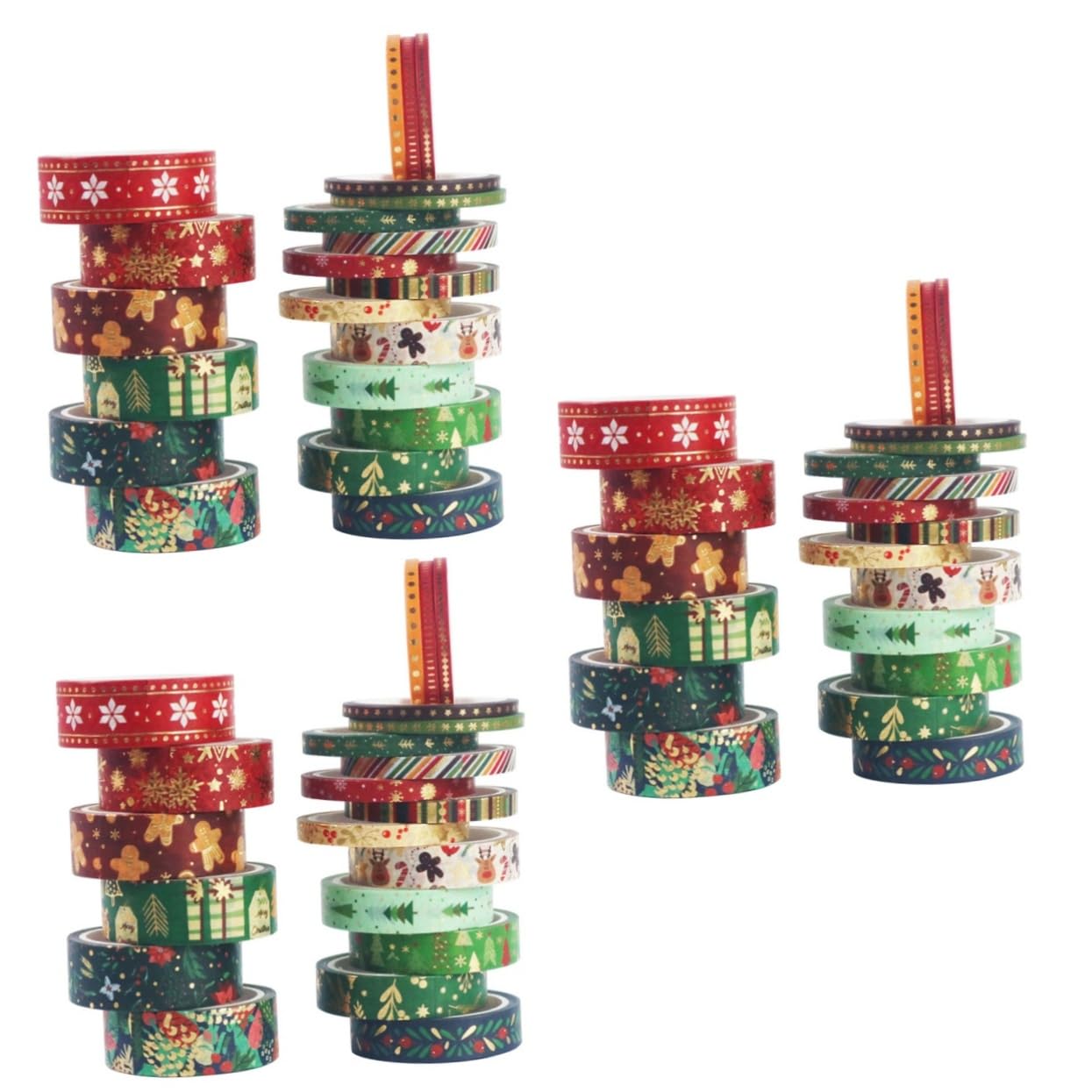 VILLCASE 63rotoli Nastro Adesivo Decorativo Natalizio Washi Tape Con Motivi Festivi Per Crafting e Decorazioni Di Natale Facile Da Staccare e Riposizionare Senza Residui Di Colla