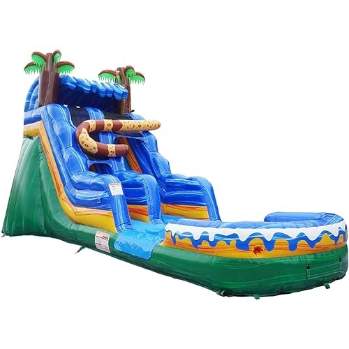 JumpOrange 15’ Electric Commercial Grade Water Slide with Splash Pool for Kids and Adults (with Blower), Outdoor Indoor, Wet Dry Use, Tall Inflatable