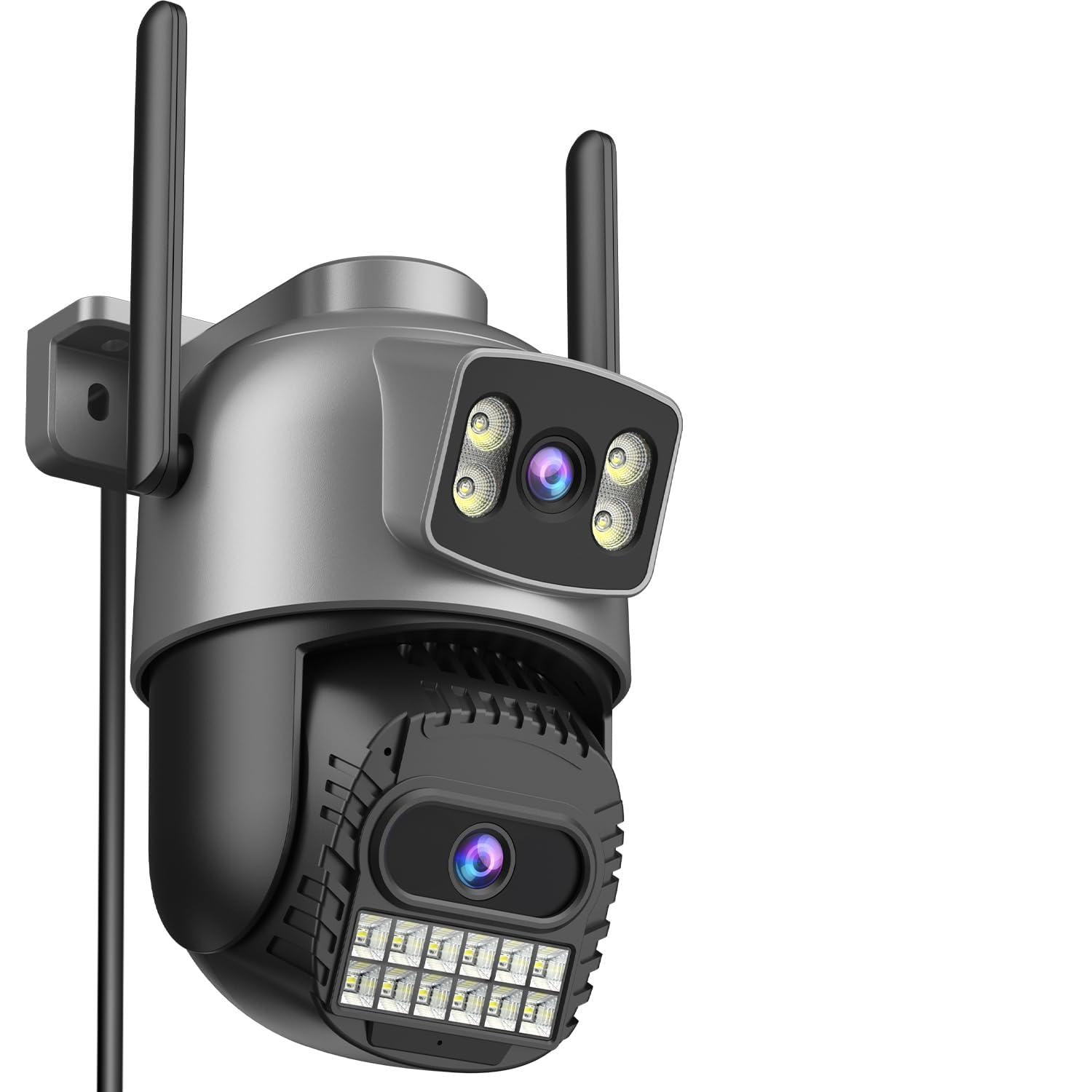 ANBIUX 3-in-1 bewakingscamera voor buiten - 2.4/5GHz WiFi-camera voor buiten met 360° zicht, nachtzicht in kleur, slimme tracking, tweeweg audio, IP66, compatibel met TF/Cloud
