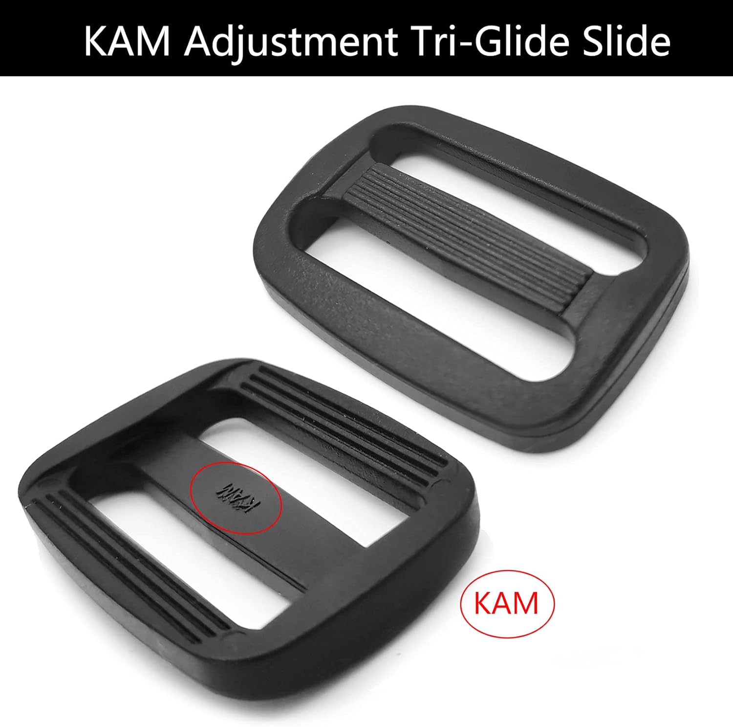 Tri-Glide Slide 1 Inch, 10pcs Flat Buckles Button, Clips Snaps Heavy Duty Plastic Tri-ring Buckle Replacement for Webbing Strap, Wide Dog Collars, Rifle Slings, Backpack Fanny Pack Nylon Straps Belt - Image 5