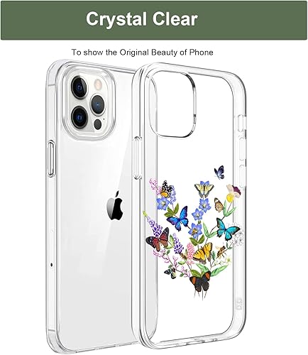 Miniatura 7 de Unov Funda compatible con iPhone 13 Pro Max, transparente con diseño en relieve, patrón floral en relieve, TPU suave, parachoques delgado, protector