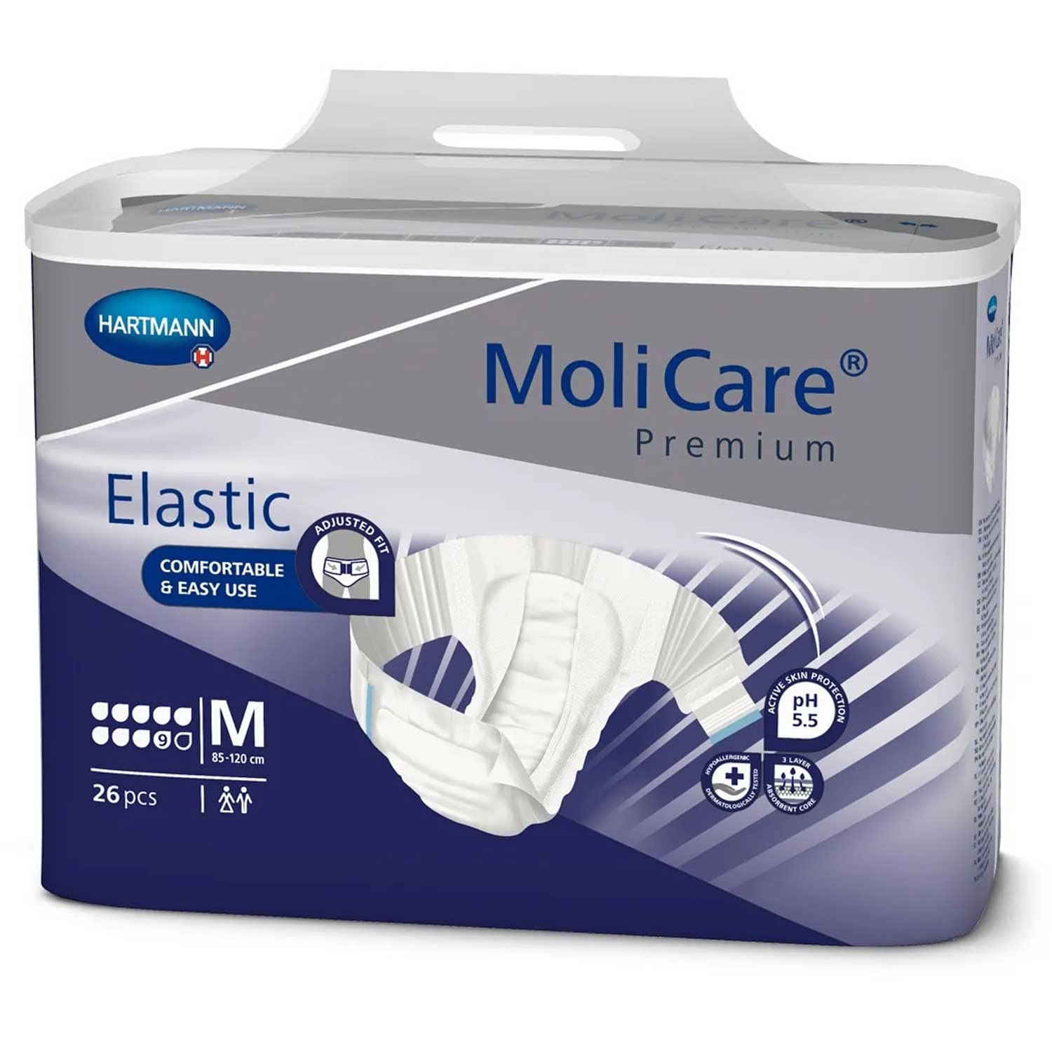 MoliCare Premium Elastic M Windeln, 9 Tropfen, 3 Beutel