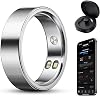 Anillo Inteligente para Mujer/Hombre, con Vibración de Llamadas y Alarmas, Ritmo Cardíaco, Oxígeno en Sangre, Seguimiento de Sueño, Predicción de Ciclo Femenino, 5ATM Resistente al Agua, Sin Cuota de App (Plata, 8) 1