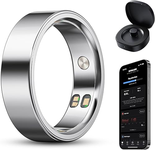 Anillo inteligente para mujereshombres, anillo de seguimiento de actividad física con vibración de llamada y alarma, frecuencia cardíaca, oxígeno en