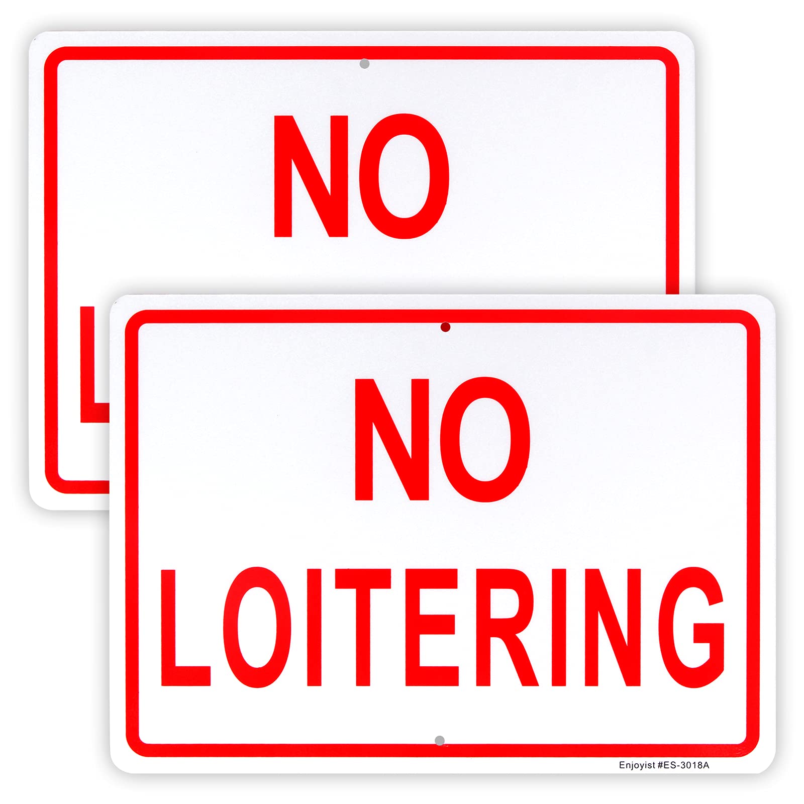 2-Pack No Loitering Sign, 12"x 8" Aluminum Reflective Sign Rust Free Aluminum-UV Protected and Weatherproof