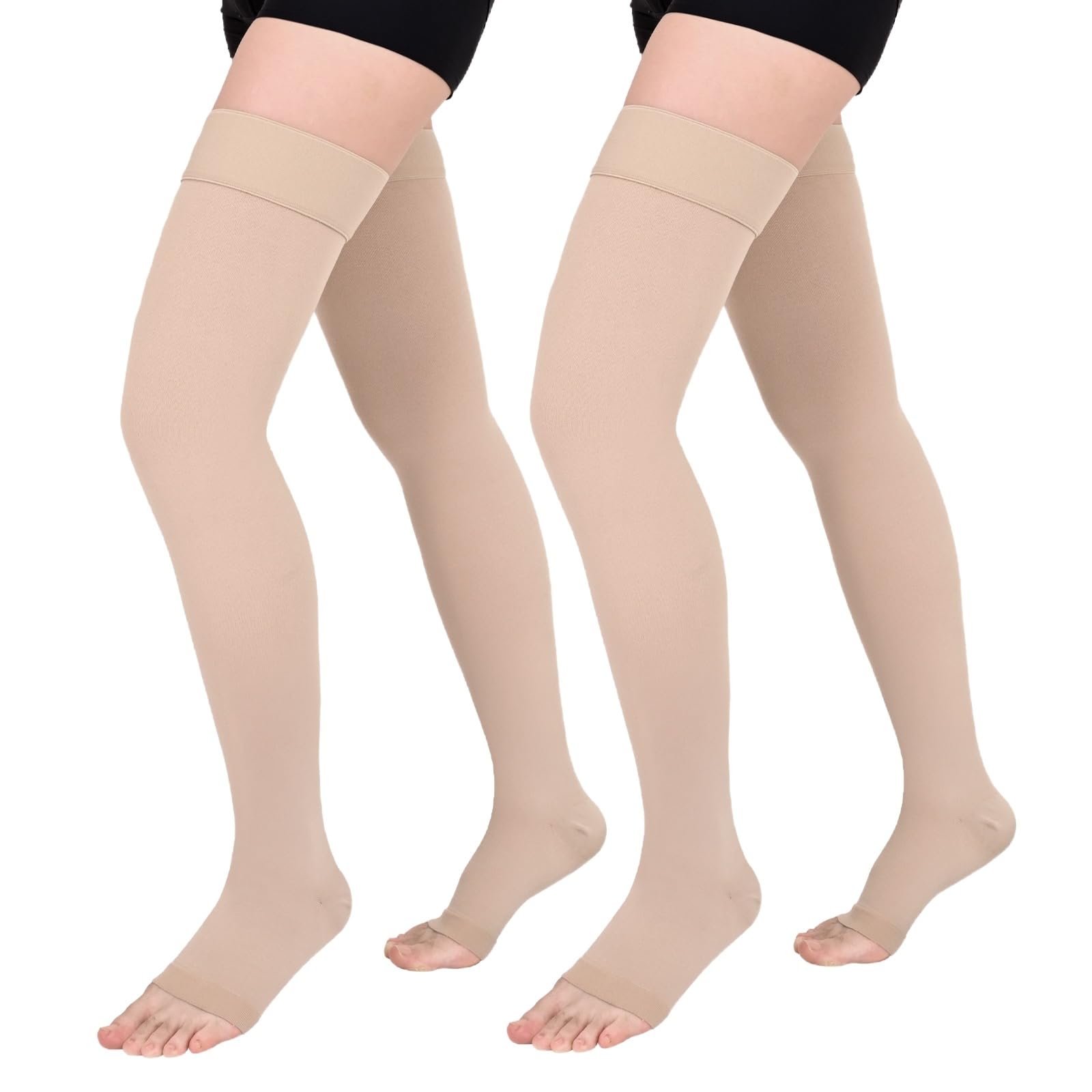 Medias de compresión médicas largas para mujer y hombre, clase 1, 15 – 20 mmHg, calcetines de trombosis para mujer, calcetines de compresión de vuelo, 2 pares de medias de apoyo para varices