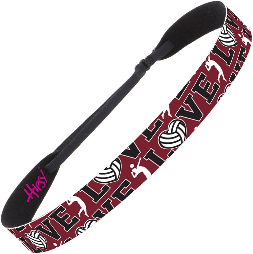 Hipsy Adjustable NO Slip Maroon Burgundy Volleyball Headbands for Women & Girls