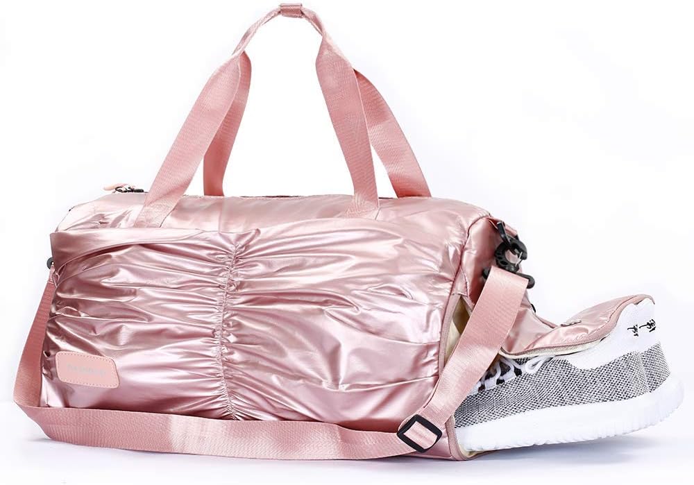 Q Four Fit Sports Duffle Bag with Shoe Compartment and Wet Pocket Water Resistent Gym Bag for Women & Men (pink)