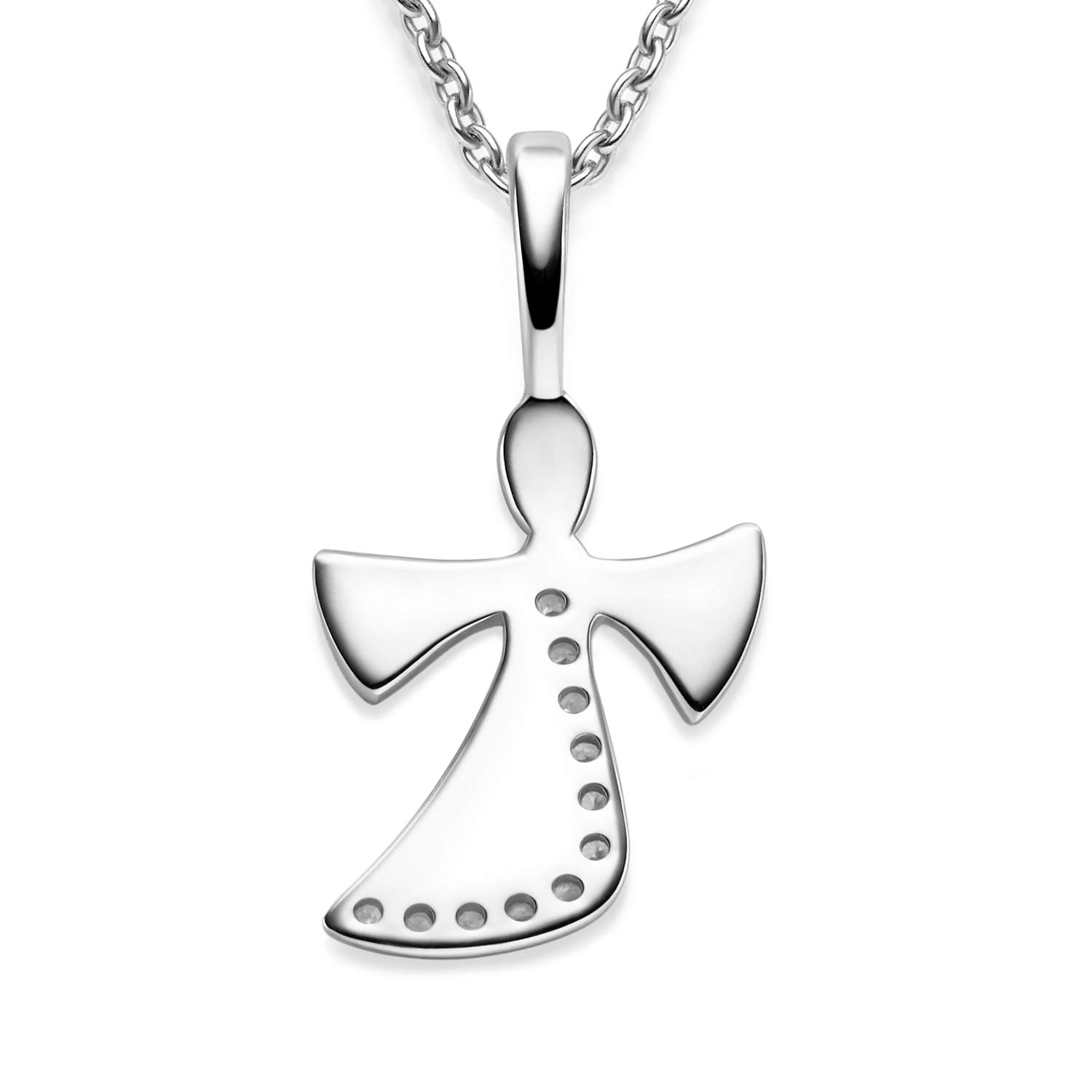 Schutzengel Kette Silber 925 Mädchen | Engel-Anhänger Halskette | Kinder-Schmuck Erst-Kommunion Tauf-Geschenk Kommunionsgeschenk Konfirmation Firmung Geburt Taufe | Silberkette Kinderkette Taufkette