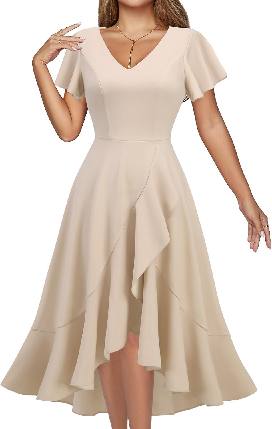 DRESSTELLS Women's Cocktail Dresses 2026, Formal Wedding Guest Prom Party Evening Graduation Hi Low Dress