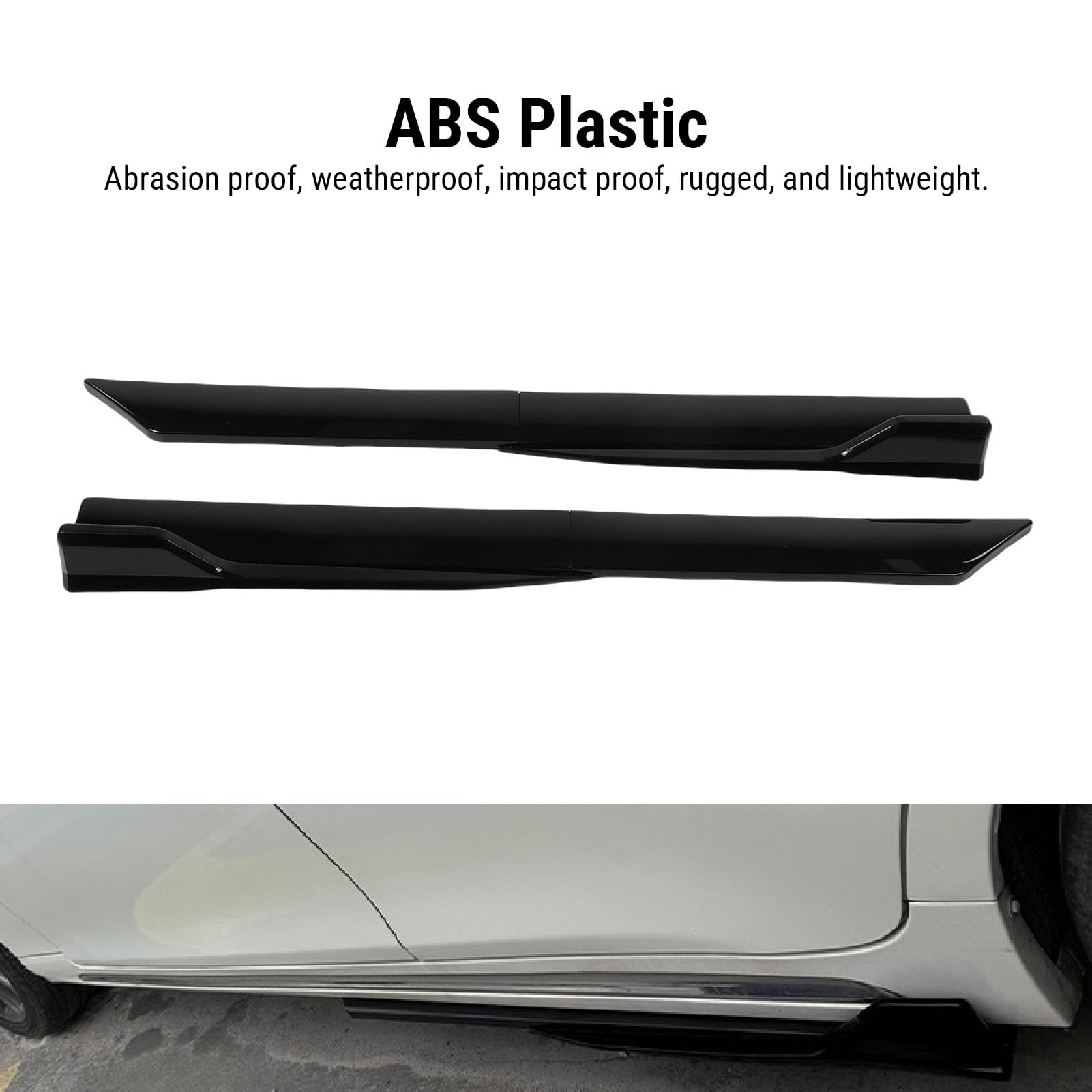 Minigonne Laterali per Auto, Minigonne Laterali Regolabili Universali da 105 Cm Body Rocker Panel Extension Splitter Lip Upgrade Kit per più Modelli di Auto (BLACK)
