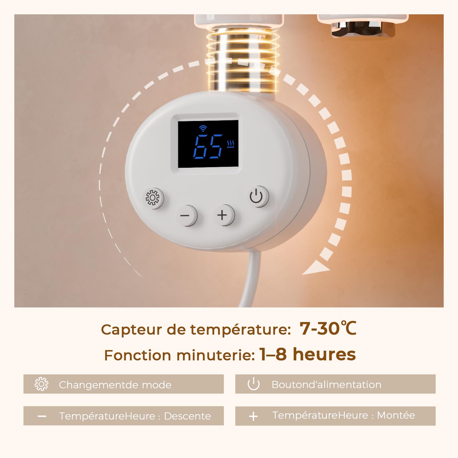Sèche-Serviettes Électrique WiFi 1320×500 mm 800W Blanc