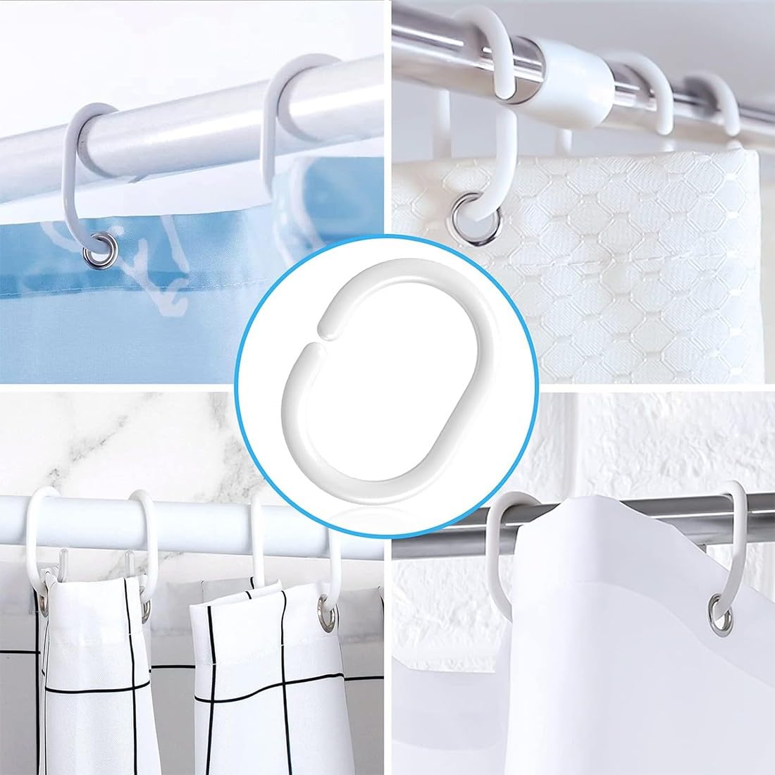 Anneaux De Rideau De Douche Taymor, Plastique Blanc, Paquet De 12 02-D9609W