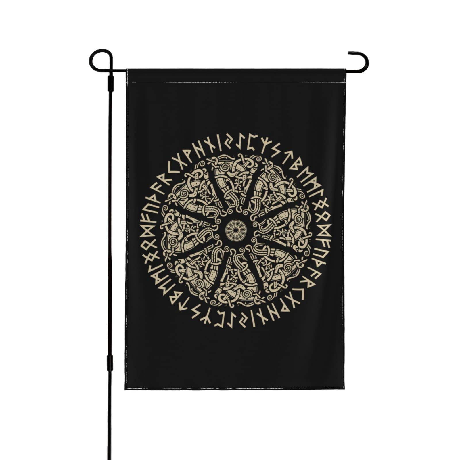 Outdoor Double Sided Garden Flag, Viking Shield Runes Print, Decorative Garden Flags For Home Decor - Double Stitched Yard Flags 12.5"X18" - (30x45cm)