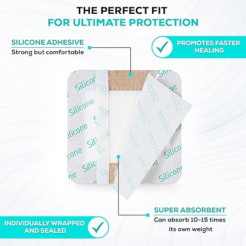 Miniatura 2 de MedVance TM Silicone - Apósito de espuma adhesiva de silicona bordada, tamaño 3 x 3 pulgadas, (almohadilla de 1.8 x 1.8 pulgadas), caja de 10
