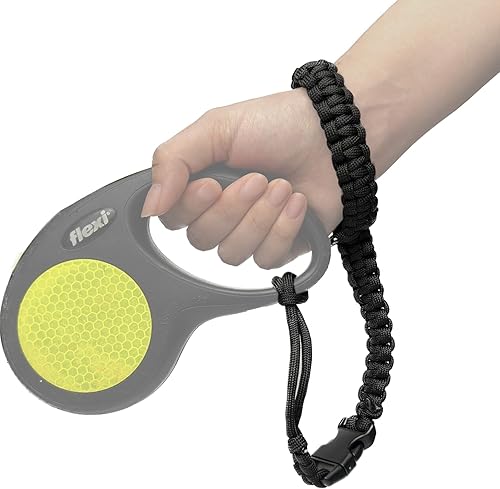 Correa de muñeca ajustable manos libres para correa de perro, correa de seguridad para correas retráctiles para perros, negro