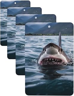 4 Pcs Car Air Fresheners Hanging Air Freshener Fragrance Scented Cards Rectangle Car Aromatherapy Tablets Shark in the Lake Car Freshener for Car Interior Mirror Pendant Gifts