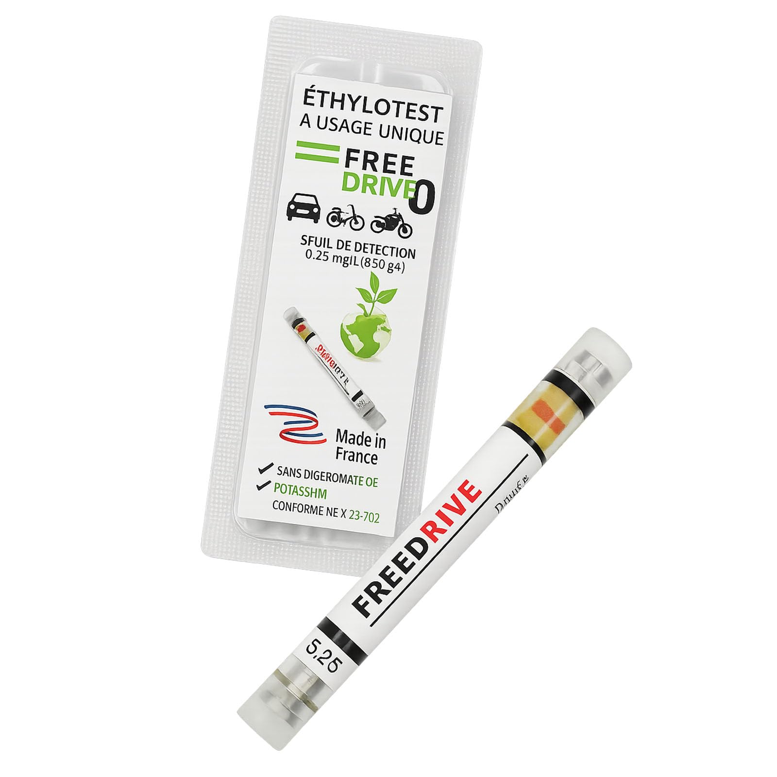 Ethylotest alcootest Turdus (Lot de 50) - Test Alcool sans Ballon & à Usage Unique, Certification NF 0,5g/l [ Ethylotest jetable ] (x50)