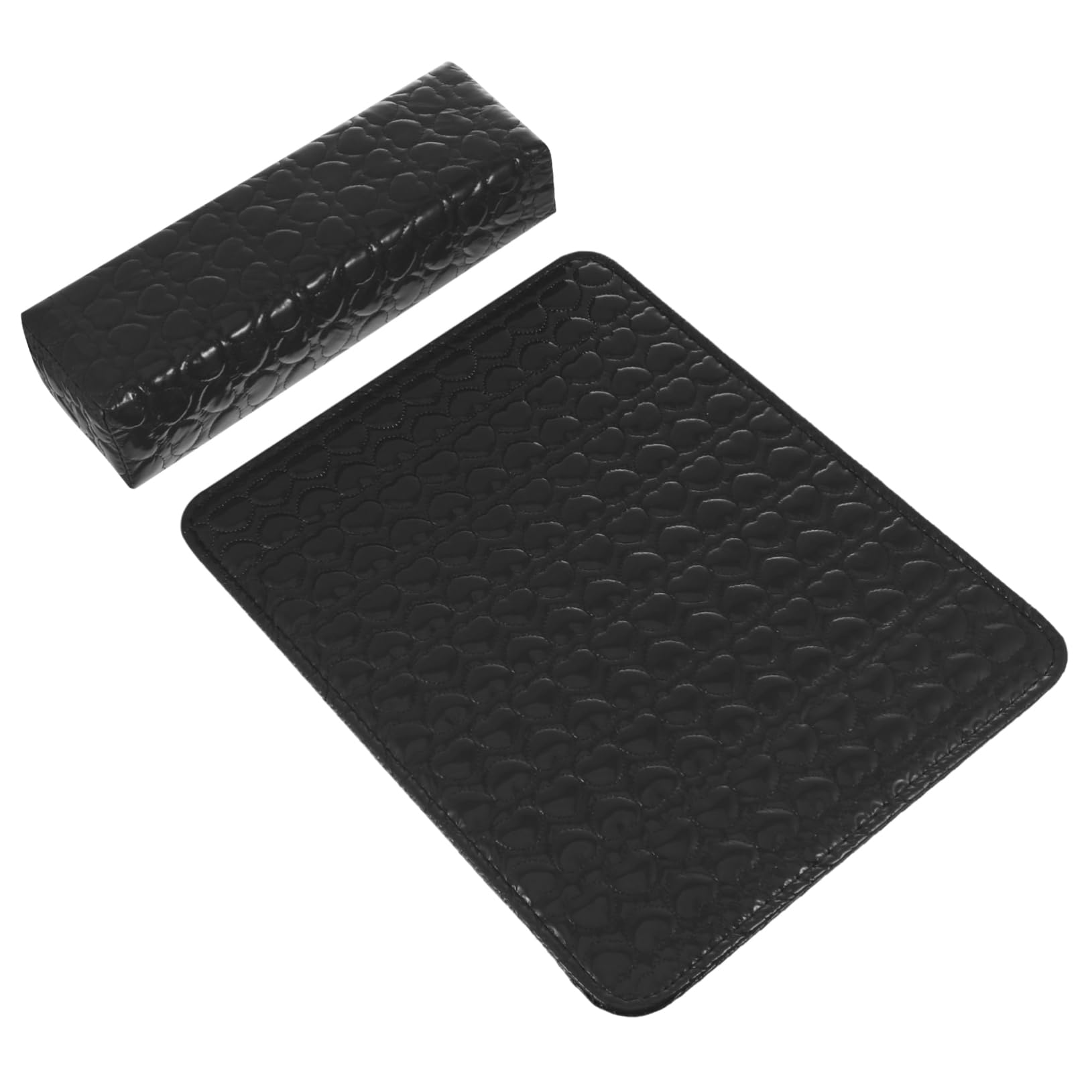 Cuscino Poggiamano per Unghie Nero 2 Pezzi in Pu Pelle e Spugna