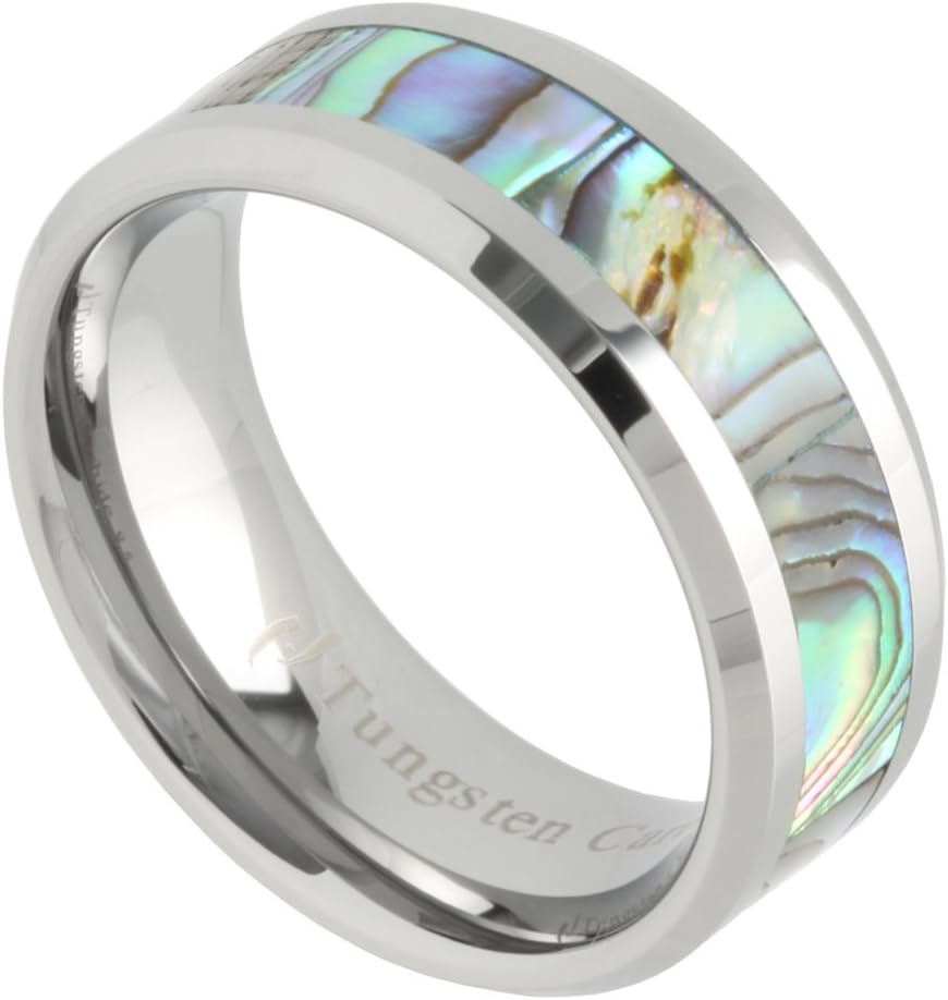 Tungsten mother-of-pearl inlaid wedding ring
