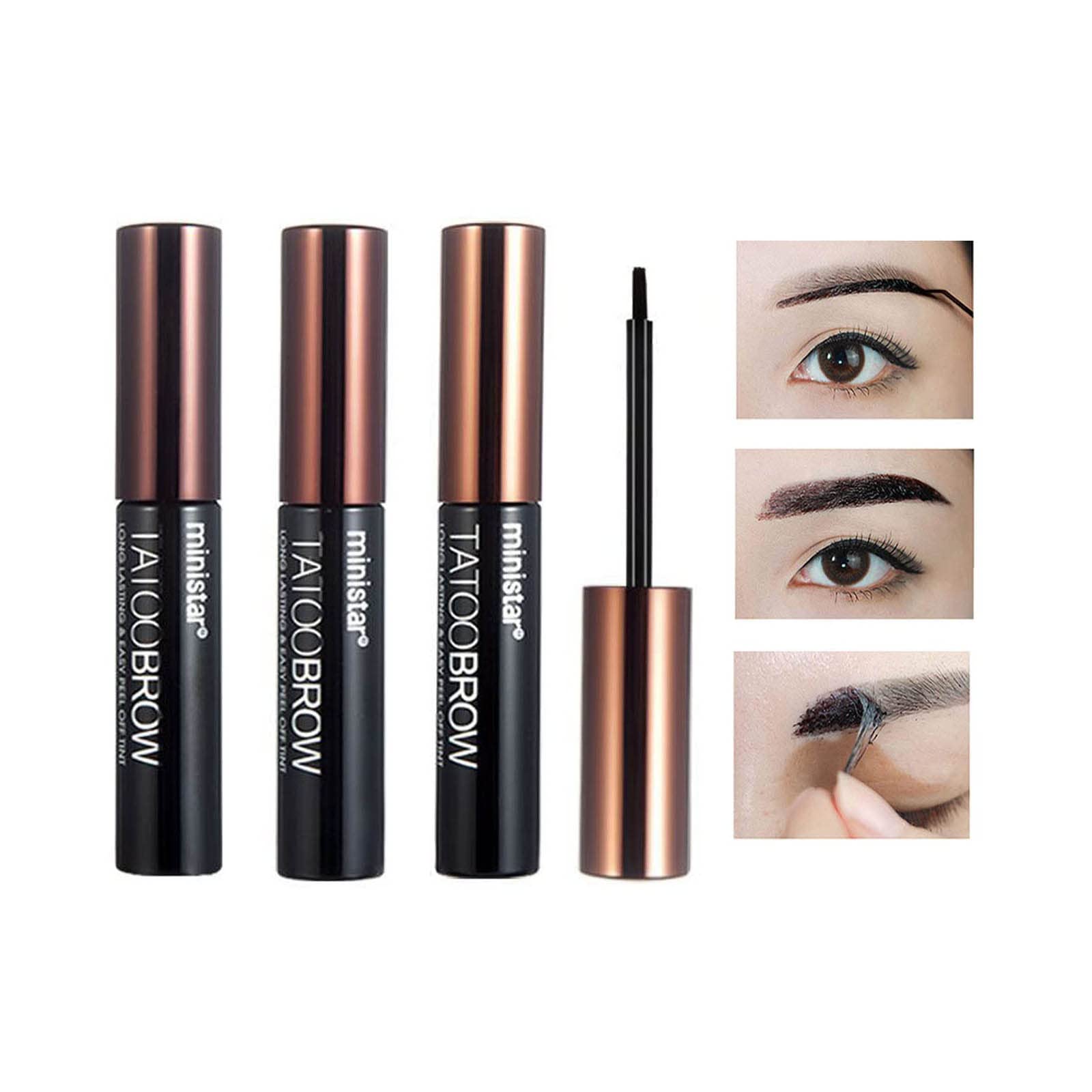 Peel Off Tattoo Eyebrow Gel, 3 Colors Makeup Eyebrow Gel Waterproof Tint, 3D Brows Eyebrow Styling Gel Sweat-Proof Liquid Brows Styling, Long Lasting Quick Dry No Smudge Suitable for All Brow Shapes1