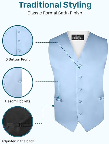 Miniatura 3 de S.H. Churchill & Co. Conjunto de chaleco de 4 piezas para hombre, con corbatín, corbata para el cuello y pañuelo de bolsillo