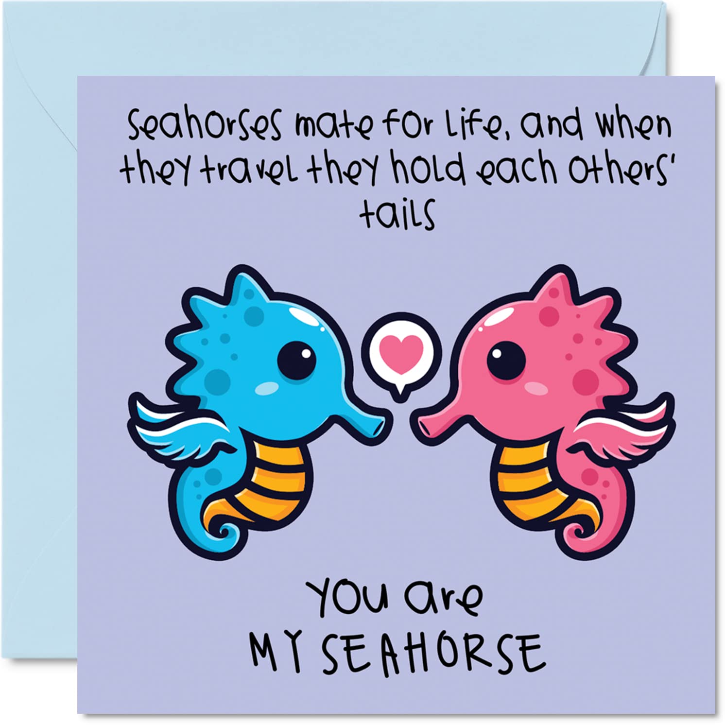 You Are My Seahorse Valentines Card - Romantic Valentine Cute Valentine's Day Card for Boyfriend Girlfriend Wife Husband Partner Her Him, 145mm Anniversary Greeting Cards for Fiancee