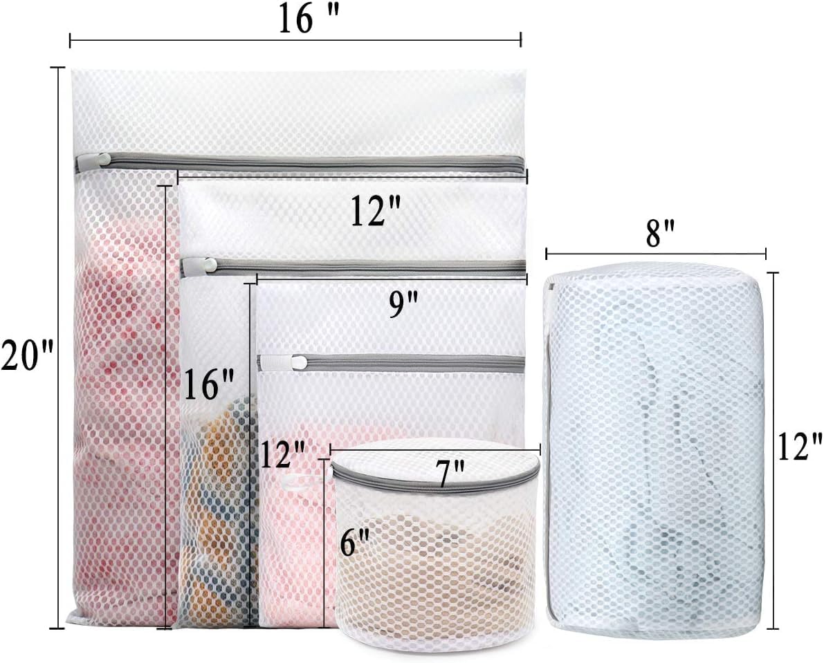 Sacos para Lavar Roupas Máquina de Lavar - Kit de 5 Saco Lavar Roupa Duráveis para Roupas Delicadas | Proteção Total Contra Danos e Desgaste | Zíper Reforçado | Perfeito para Roupas Íntimas,