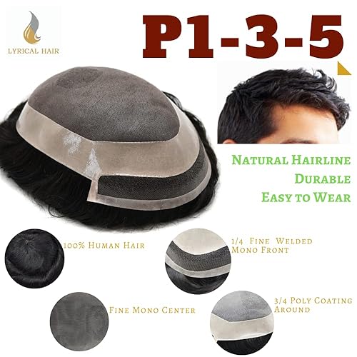 Miniatura 5 de RESHE Mens Toupee Hair System For Men Hair Pieces Fine Mono Toupee For Men Hair Replacement System Poly Natural Hairline Protesis Capilar Para