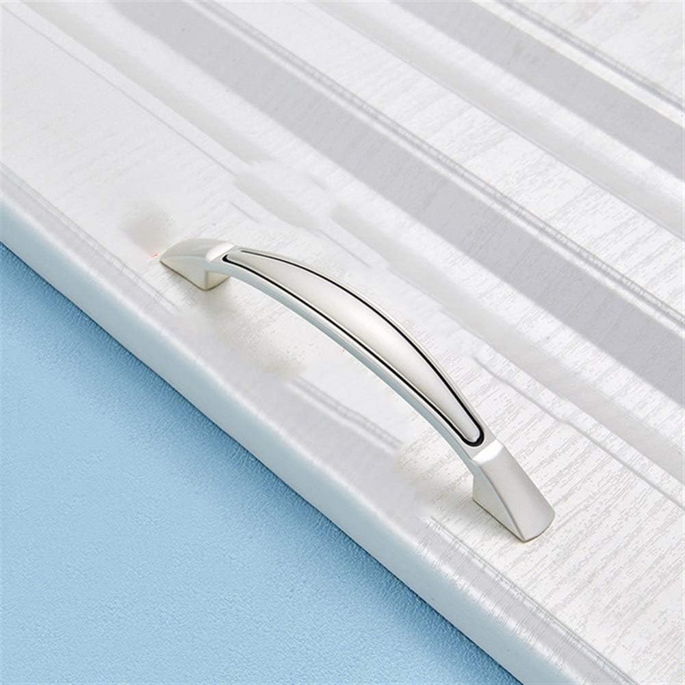 Geeyu Pull Cabinet Handle, Silver Cupboard Door Wardrobe Pulls, Vintage Bronze Handles, Kitchen Cabinet Handles, Solid Drawer Knobs,Furniture Handle, Cabinet Hardware (Color : Silver 128mm)