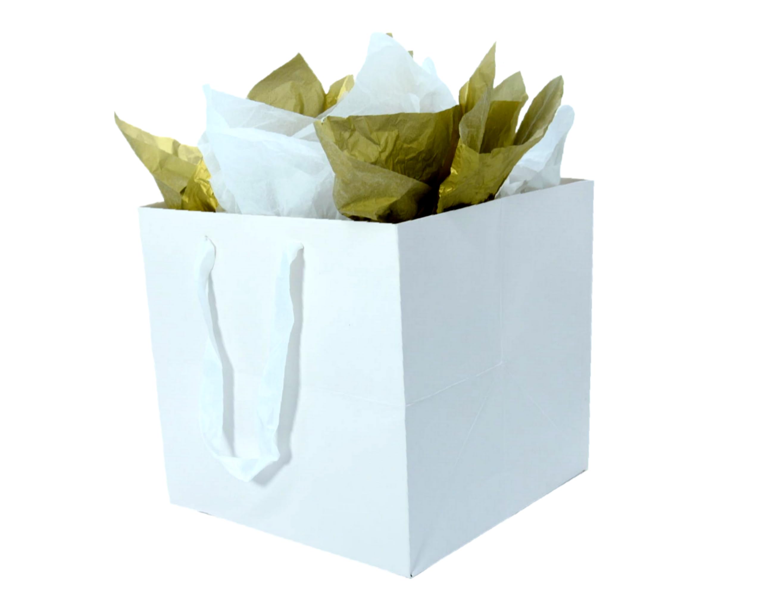 JUNESHE XL Large White Square Gift Bag with Handles &Tissue Paper, 11.8 inch Giant Big Gift Wrap for Birthday Wedding Party Favors