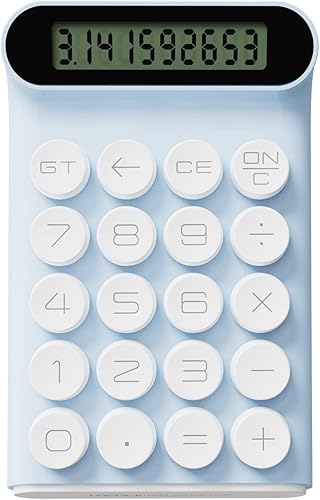 Miniatura 8 de Calculadora de interruptor mecánico, portátil para oficina diaria y básica, pantalla LCD grande de 10 dígitos (azul) Negro -,Crema,Rosado