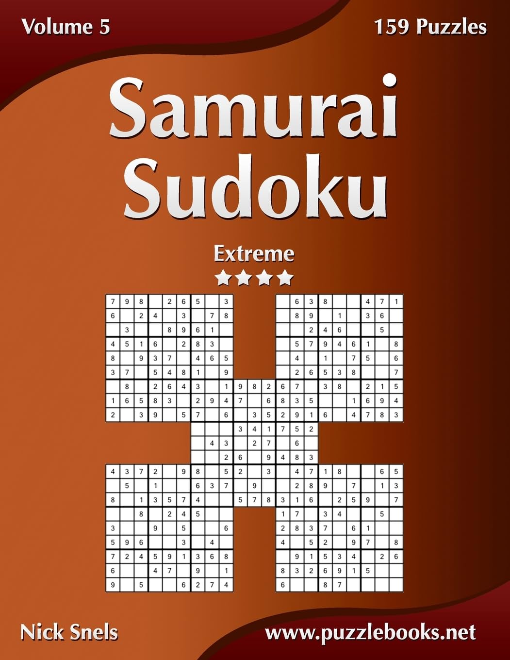 Nick Snels Unisex Multicolor Samurai Sudoku - Extreme - Volume 5 - 159 Puzzles Paperback Book