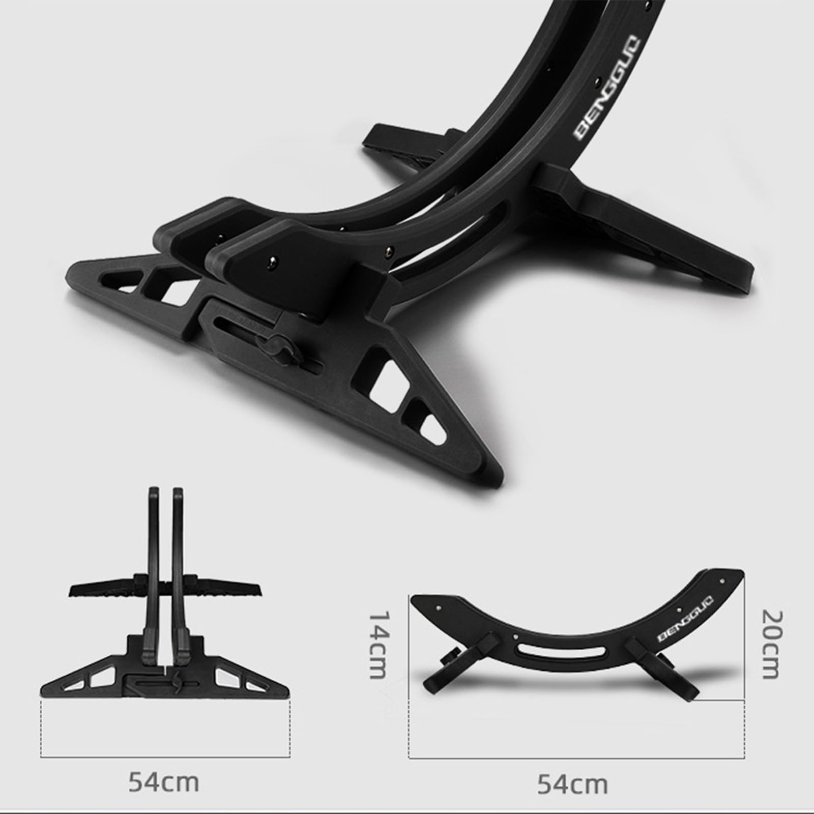 Cavalletto da pavimento per bicicletta, universale, regolabile, per tutti gli pneumatici da 26 – 80 mm di larghezza, per la conservazione di biciclette da corsa e MTB in interni (nero)