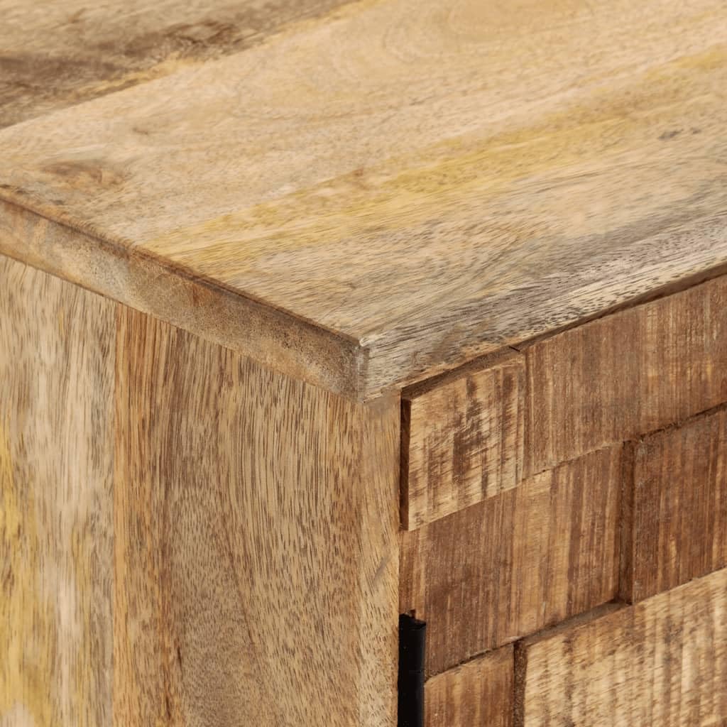 Credenza in legno di mango massiccio, 110 x 30 x 70 cm, con 2 cassetti e scomparto, contenitore stabile per soggiorno, camera da letto, ufficio, corridoio, comò multifunzione con finitura