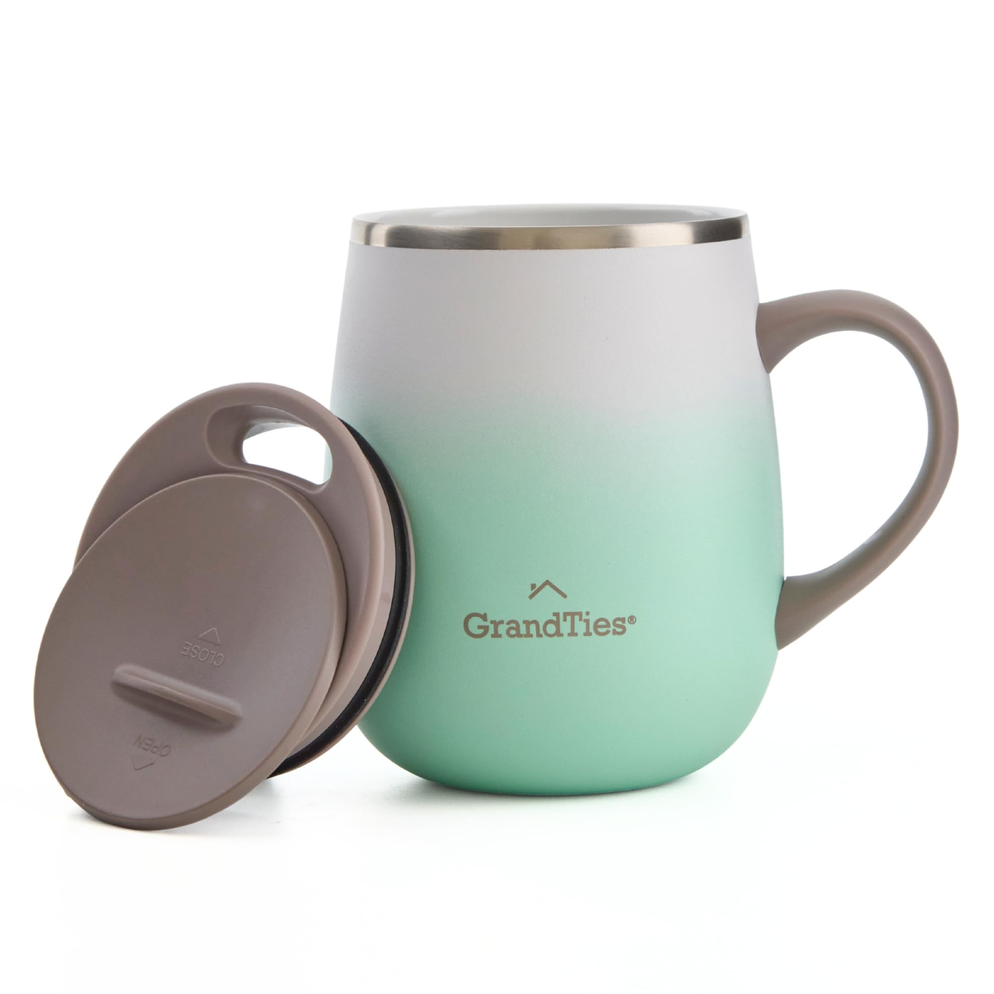 GRANDTIES 19 Colors Premium Vacuum Insulated Mug, 16.2 fl oz (460 ml) Mug with Easy-Open Slide Lid, Stainless Steel, Double Wall Vacuum Insulation, Keeps Hot and Cold Insulated, Popular in Office — image 1