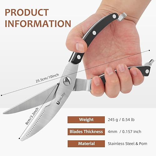 Miniatura 5 de Tijeras de aves de corral resistentes, tijeras de cocina para huesos, tijeras de cocina para pollo, carne, pavo, mariscos para Acción de Gracias,