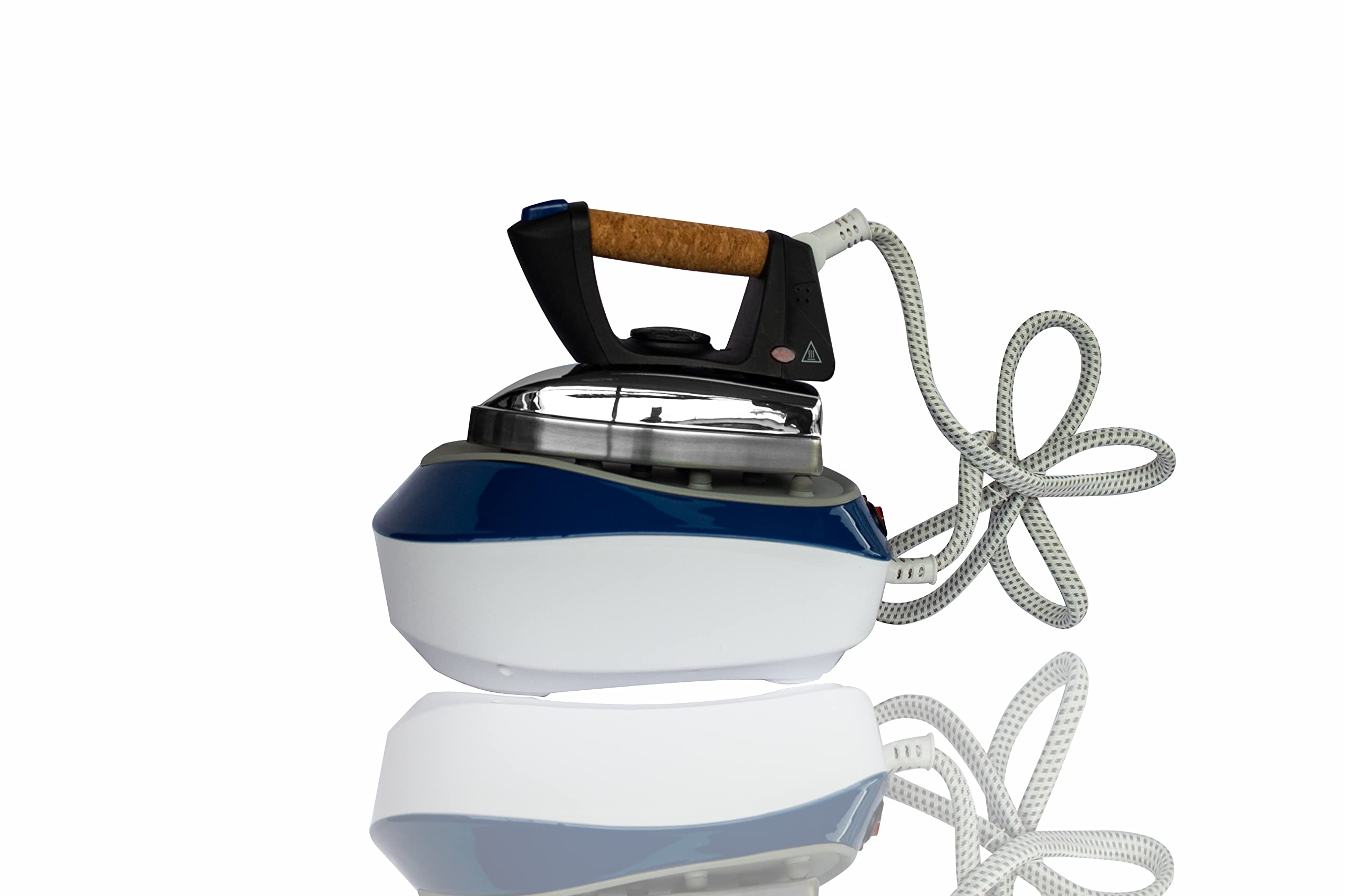 Ferro da Stiro con Caldaia a Pressione Piastra in Alluminio Vapore continuo | Serbatoio 850ml Potenza 2300W | Doppio Tasto di accensione Tappo di Sicurezza Blue