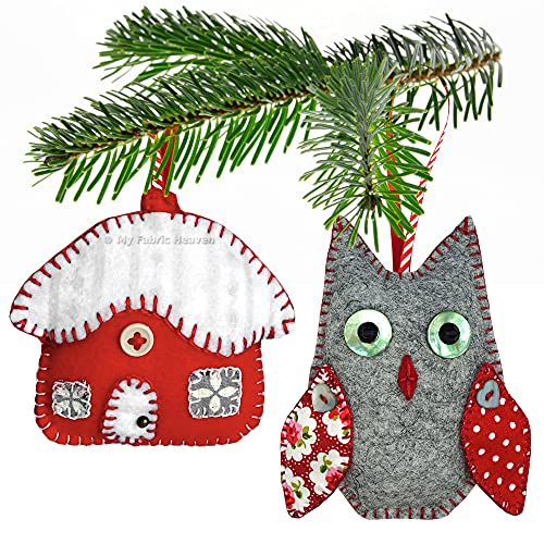 Image of Felt Owl & Christmas Cottage Sewing Pattern Bundle Christmas Ornaments